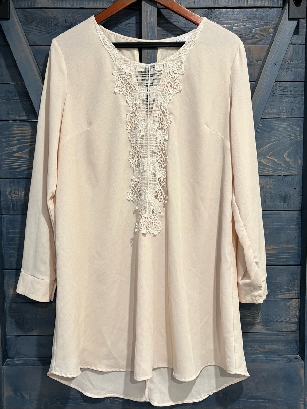 ASTR The Label Ivory Crochet-Trim Dress